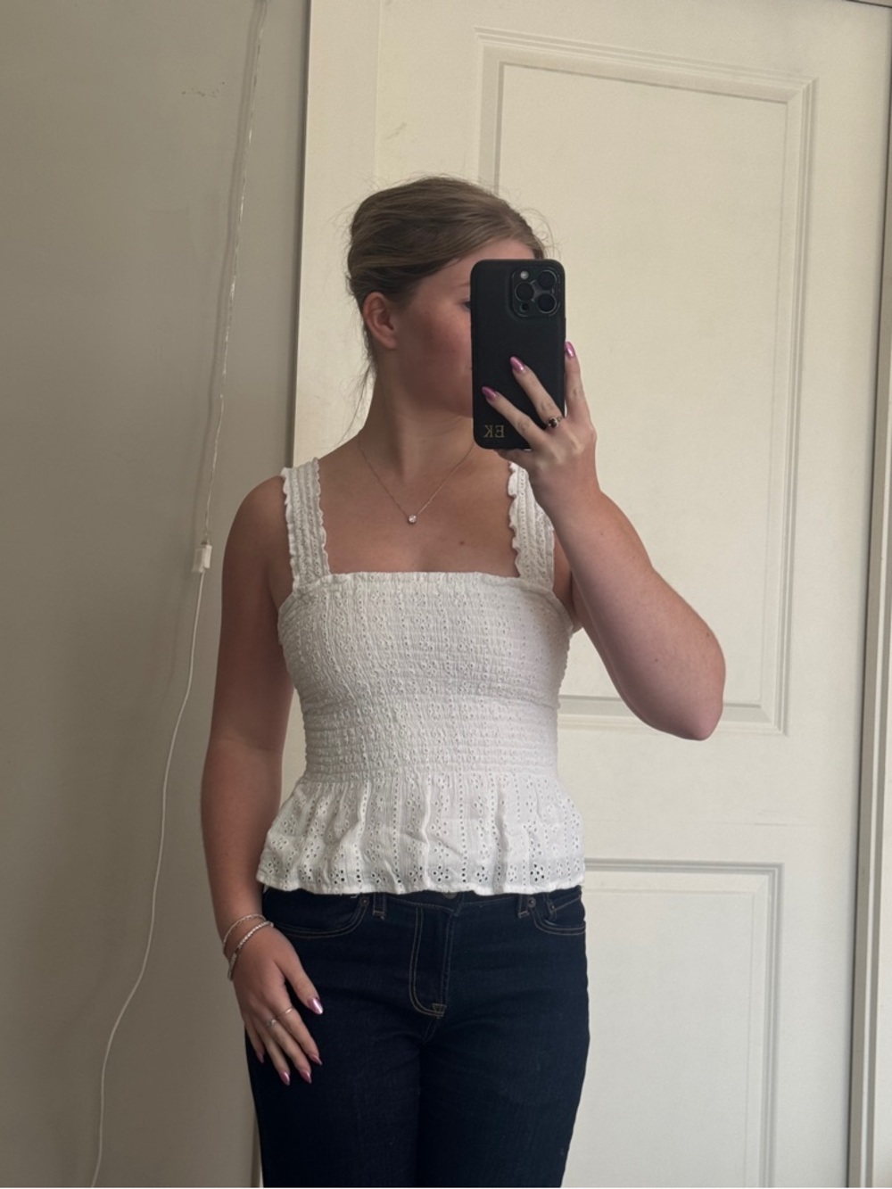 White Rouched Peplum Tank Top - Hollister Women